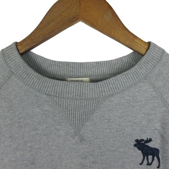 Abercrombie & Fitch Muscle Long Sleeve Embroidered Moose Pullover Gray Size XXL - Picture 2 of 6
